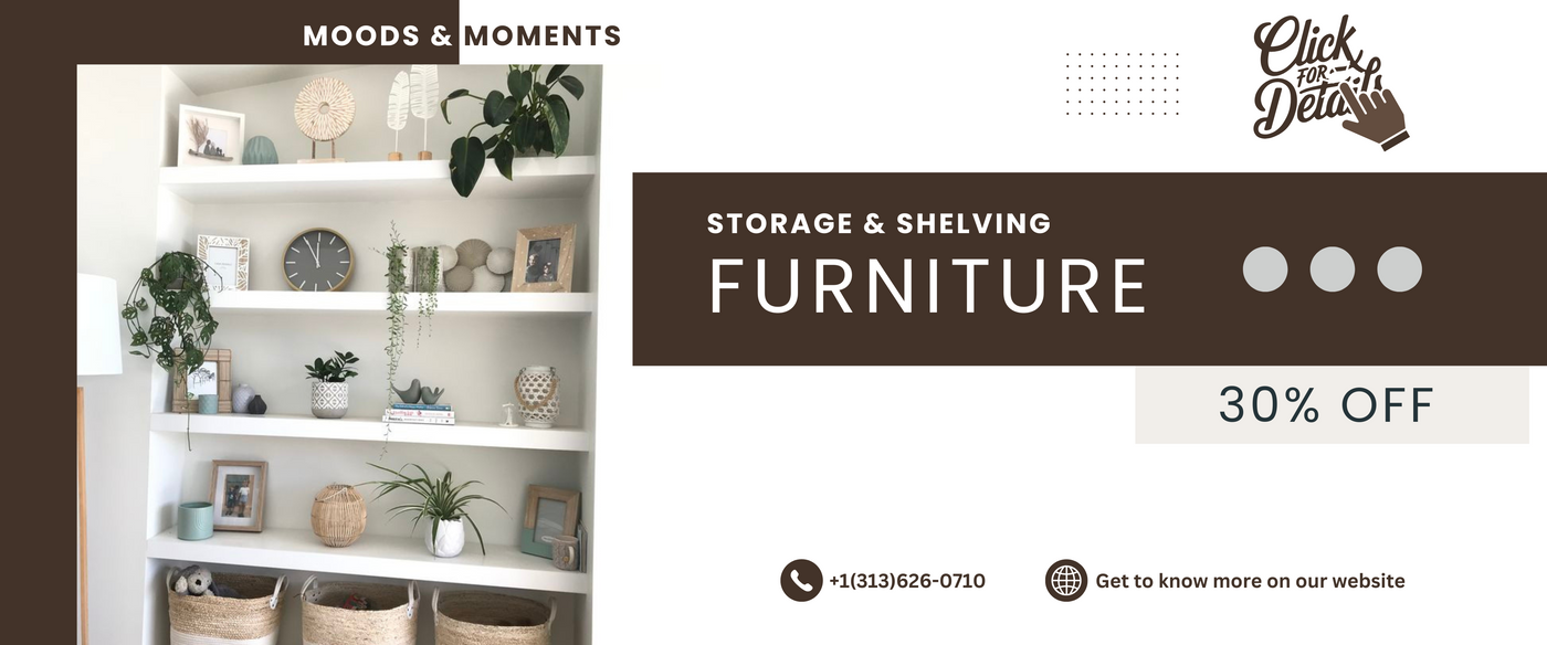 Modern storage and shelving furniture – bookcases, wall shelves, cabinets