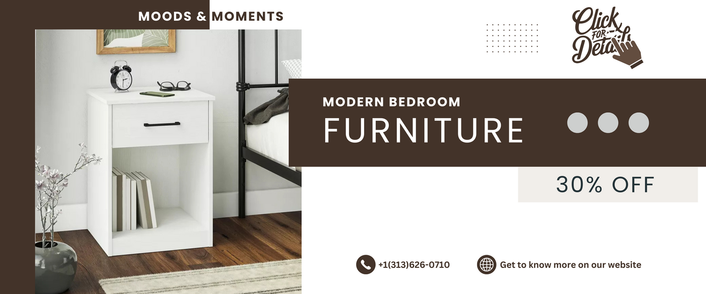 Modern Ameriwood Home Pearce nightstand with drawer and open shelf from BrEZ Build Collection