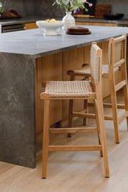 24" Woven Stripe Bar Stool | Modern Counter Height Seating – New Without Box