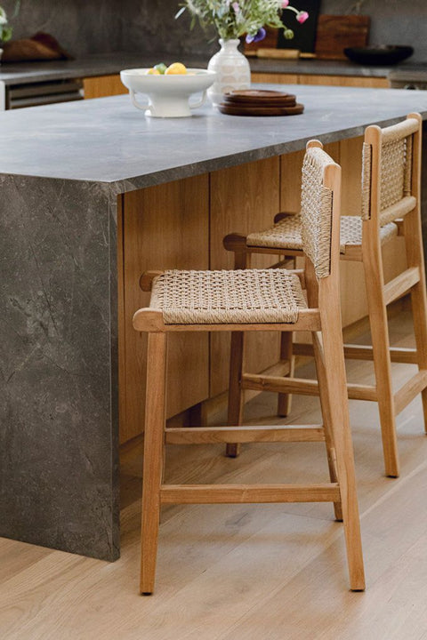 24" Woven Stripe Bar Stool | Modern Counter Height Seating – New Without Box