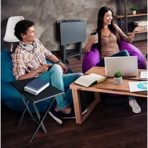 5pc Wooden TV Tray Table Set with Stand – Plastic Dev Group | Folding Snack Tables for Living Room & Dining

