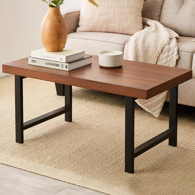 Best Choice Products 44" Butcher Block Coffee Table – Modern Rectangular Wood Top Table with Metal Legs, Best Choice Products 44-inch modern butcher block coffee table with metal legs and rectangular wood top