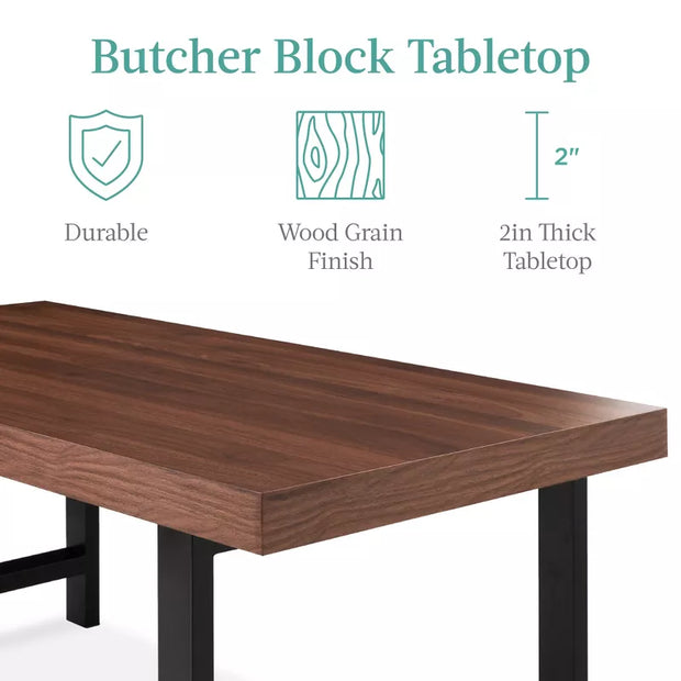 Best Choice Products 44" Butcher Block Coffee Table – Modern Rectangular Wood Top Table with Metal Legs, Best Choice Products 44-inch modern butcher block coffee table with metal legs and rectangular wood top