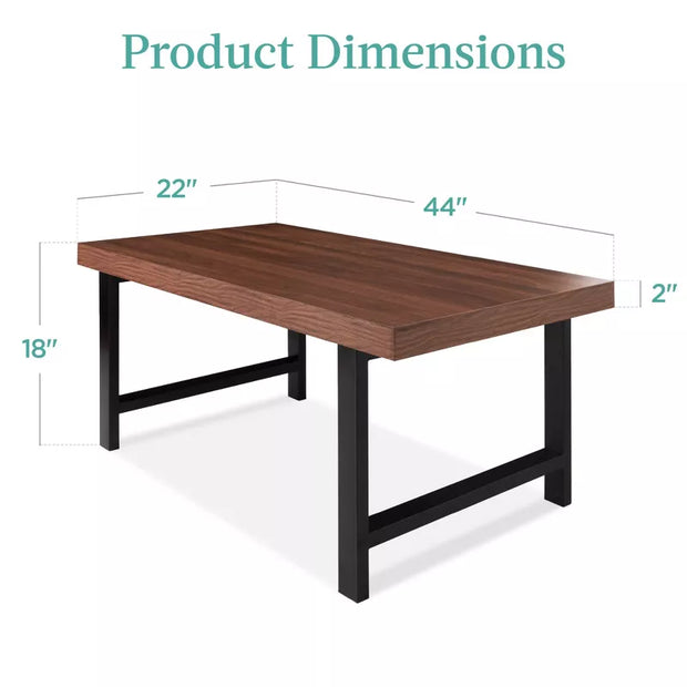 Best Choice Products 44" Butcher Block Coffee Table – Modern Rectangular Wood Top Table with Metal Legs, Best Choice Products 44-inch modern butcher block coffee table with metal legs and rectangular wood top