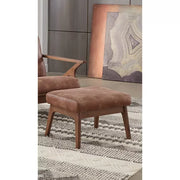 Buylateral Bianca mid-century faux leather ottoman with tufted cushion and angled wood legs, Buylateral Bianca Mid-Century Modern Faux Leather Ottoman – Tufted Seat with Wood Legs