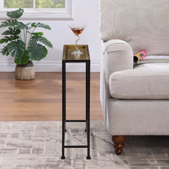 Comfort Pointe Tivoli Side Table – Brass/Antique Bronze | No Assembly, Removable Tray, Metal Frame Accent Table