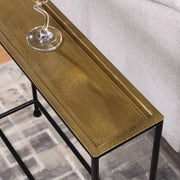 Comfort Pointe Tivoli side table with removable tray top, brass and antique bronze finish, metal frame

