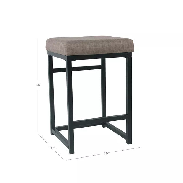 HomePop open back metal counter height barstool with footrest and 24-inch seat height

