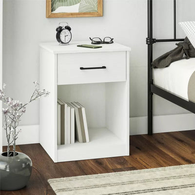 Shop the Ameriwood Home Pearce Nightstand with Drawer from the BrEZ Build Collection. Features easy assembly, drawer storage, and open shelf—perfect for modern bedrooms.
