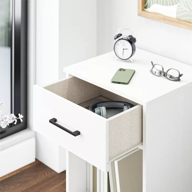 Shop the Ameriwood Home Pearce Nightstand with Drawer from the BrEZ Build Collection. Features easy assembly, drawer storage, and open shelf—perfect for modern bedrooms.