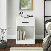 Shop the Ameriwood Home Pearce Nightstand with Drawer from the BrEZ Build Collection. Features easy assembly, drawer storage, and open shelf—perfect for modern bedrooms.