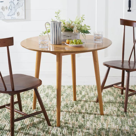 Safavieh Lovell Folding Round Dining Table – Compact Wood Drop-Leaf Table for Small Spaces, Safavieh Lovell folding round wood dining table with drop-leaf design for small spaces