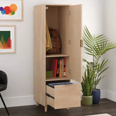 Mid-Century Natural Maple Storage Cabinet with File Drawer – Sauder Clifford Place | Adjustable Shelf & Hanging Hook
