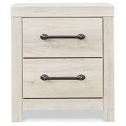 Signature Design by Ashley Cambeck Nightstand – White Industrial Bedside Table with USB Ports & Drawer Storage