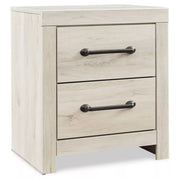 Signature Design by Ashley Cambeck Nightstand – White Industrial Bedside Table with USB Ports & Drawer Storage