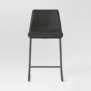 Threshold™ Bowden Faux Leather Counter Height Barstool – Upholstered Bar Stool with Backrest, 24" Seat Height, Threshold Bowden faux leather counter height barstool with backrest and metal legs, 24-inch seat