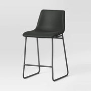 Threshold™ Bowden Faux Leather Counter Height Barstool – Upholstered Bar Stool with Backrest, 24" Seat Height