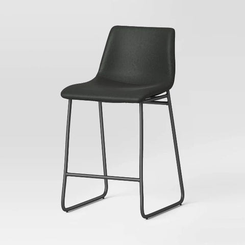 Threshold™ Bowden Faux Leather Counter Height Barstool – Upholstered Bar Stool with Backrest, 24" Seat Height