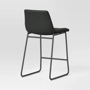 Threshold™ Bowden Faux Leather Counter Height Barstool – Upholstered Bar Stool with Backrest, 24" Seat Height, Threshold Bowden faux leather counter height barstool with backrest and metal legs, 24-inch seat