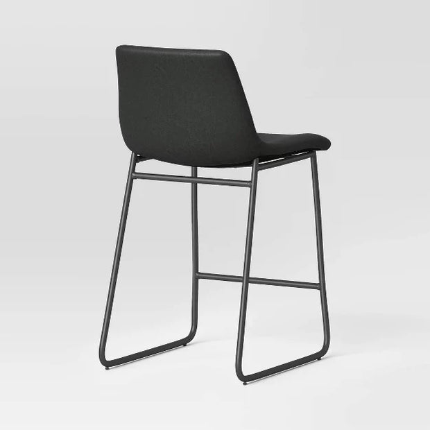 Threshold™ Bowden Faux Leather Counter Height Barstool – Upholstered Bar Stool with Backrest, 24" Seat Height, Threshold Bowden faux leather counter height barstool with backrest and metal legs, 24-inch seat