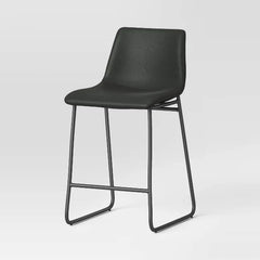 Threshold™ Bowden Faux Leather Counter Height Barstool – Upholstered Bar Stool with Backrest, 24