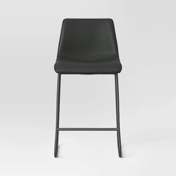Threshold™ Bowden Faux Leather Counter Height Barstool – Upholstered Bar Stool with Backrest, 24" Seat Height, Threshold Bowden faux leather counter height barstool with backrest and metal legs, 24-inch seat