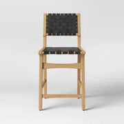 Ceylon Woven Counter Height Barstool Black/Natural - Threshold™: Rubberwood Frame, 24" Seat Height
