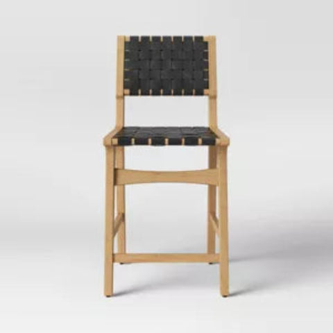 Ceylon Woven Counter Height Barstool Black/Natural - Threshold™: Rubberwood Frame, 24" Seat Height
