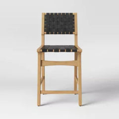 Ceylon Woven Counter Height Barstool Black/Natural - Threshold™: Rubberwood Frame, 24