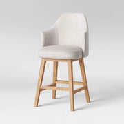Threshold™ Kinston Swivel Upholstered Counter Height Barstool – Curved Back Kitchen Stool with Padded Seat, Threshold Kinston swivel counter height barstool with curved back and upholstered seat