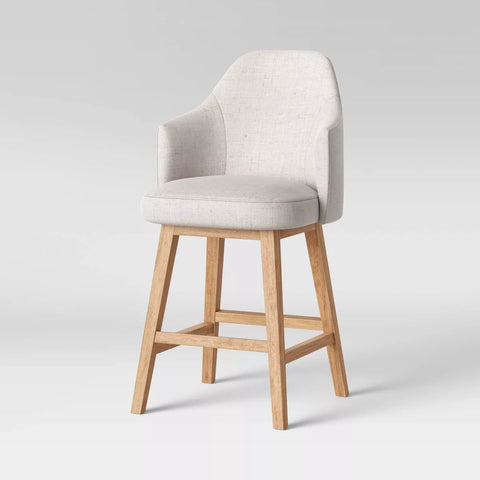 Threshold™ Kinston Swivel Upholstered Counter Height Barstool – Curved Back Kitchen Stool with Padded Seat, Threshold Kinston swivel counter height barstool with curved back and upholstered seat