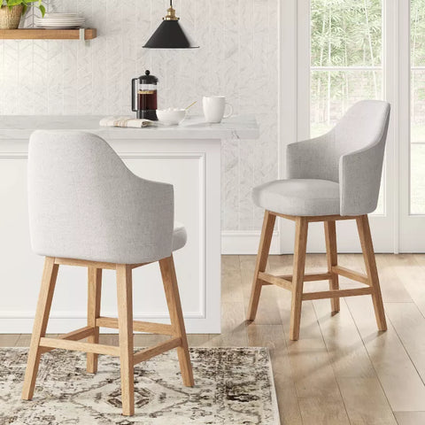 Threshold™ Kinston Swivel Upholstered Counter Height Barstool – Curved Back Kitchen Stool with Padded Seat, Threshold Kinston swivel counter height barstool with curved back and upholstered seat
