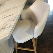 Threshold™ Kinston Swivel Upholstered Counter Height Barstool – Curved Back Kitchen Stool with Padded Seat, Threshold Kinston swivel counter height barstool with curved back and upholstered seat
