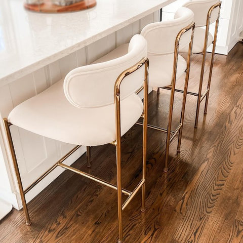 Threshold™ Orion Luxe Backed Counter Height Barstool – Upholstered Seat with Brass Legs, 24" Counter Stool