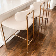 Threshold™ Orion Luxe Backed Counter Height Barstool – Upholstered Seat with Brass Legs, 24" Counter Stool. Threshold Orion Luxe counter barstool with upholstered back and brass legs, 24" seat height
