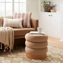 Threshold™ Studio McGee Clarkdale Channel Tufted Ottoman – Upholstered Bench with Wood Base