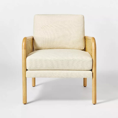Threshold™ x Studio McGee Cane Accent Chair – Cream Upholstered Chair with Removable Cushions & Rubberwood Frame. Cream cane accent chair with removable cushions and rubberwood frame by Threshold and Studio McGee