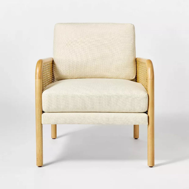 Threshold™ x Studio McGee Cane Accent Chair – Cream Upholstered Chair with Removable Cushions & Rubberwood Frame. Cream cane accent chair with removable cushions and rubberwood frame by Threshold and Studio McGee