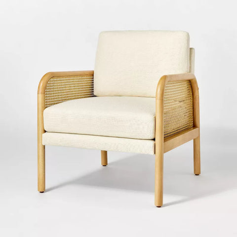Threshold™ x Studio McGee Cane Accent Chair – Cream Upholstered Chair with Removable Cushions & Rubberwood Frame. Cream cane accent chair with removable cushions and rubberwood frame by Threshold and Studio McGee