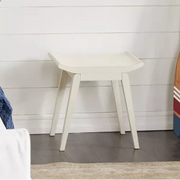 Traditional Wood Stool White - Olivia & May: Indoor Backless Rectangle Ottoman, No Assembly Required